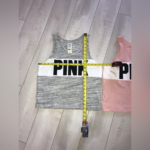 NEW Set of 2 Small Victoria’s Secret PINK marl grey and pink tank tops - Picture 4 of 8